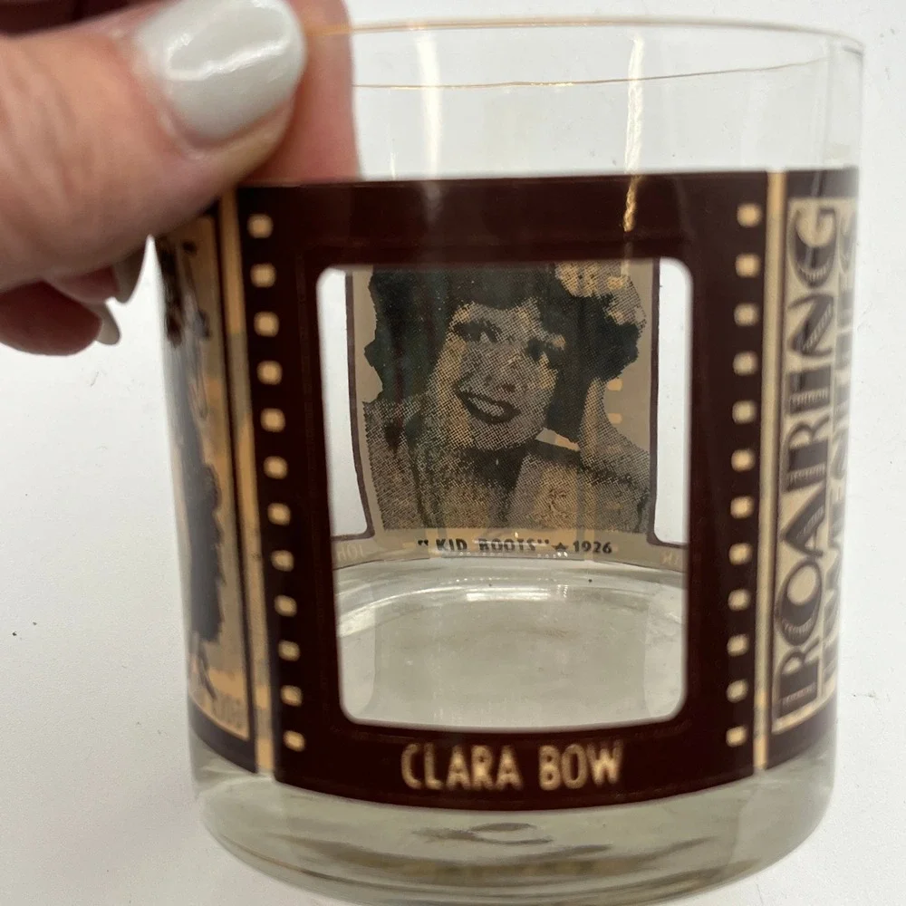 Vintage Set‎ 3 Roaring Twenties Glasses Bar Rock Whiskey Lowball Hollywood Film